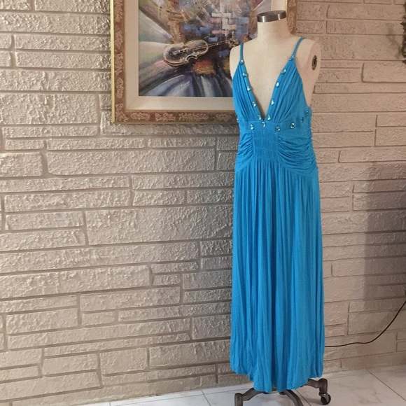 Dots Dresses & Skirts - Dots Beaded Front Ruched Style Maxi Dress